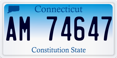 CT license plate AM74647