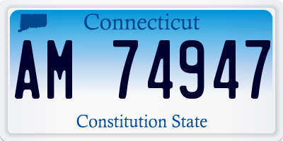 CT license plate AM74947