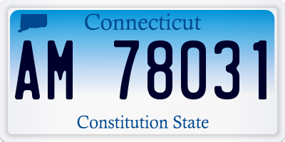 CT license plate AM78031