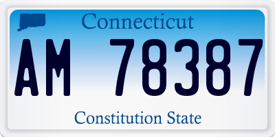 CT license plate AM78387
