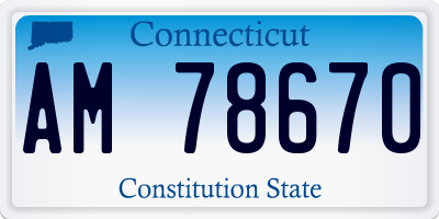 CT license plate AM78670