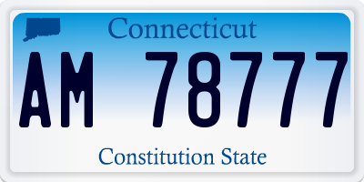 CT license plate AM78777