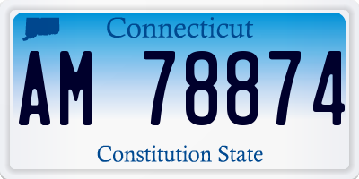 CT license plate AM78874