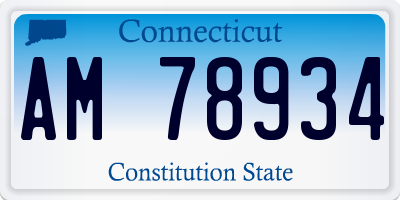 CT license plate AM78934