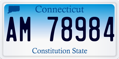 CT license plate AM78984