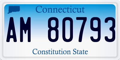 CT license plate AM80793