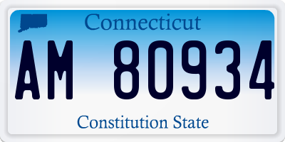 CT license plate AM80934