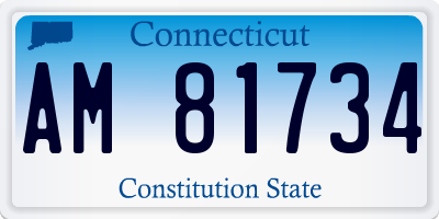 CT license plate AM81734