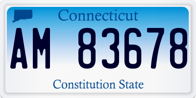 CT license plate AM83678