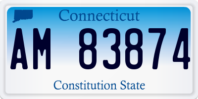 CT license plate AM83874