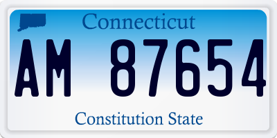 CT license plate AM87654