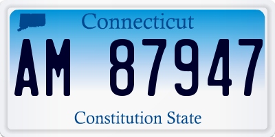 CT license plate AM87947