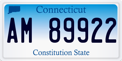 CT license plate AM89922