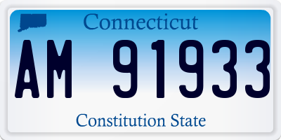 CT license plate AM91933