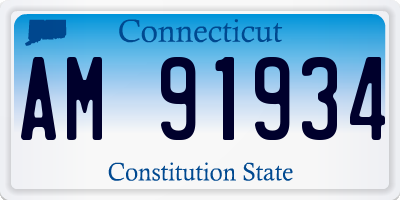 CT license plate AM91934