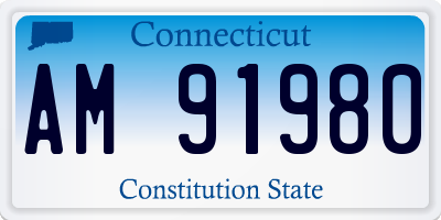 CT license plate AM91980