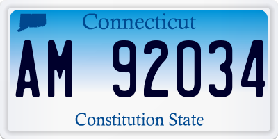 CT license plate AM92034