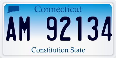 CT license plate AM92134