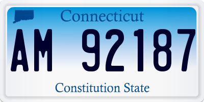 CT license plate AM92187