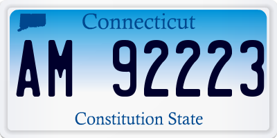 CT license plate AM92223