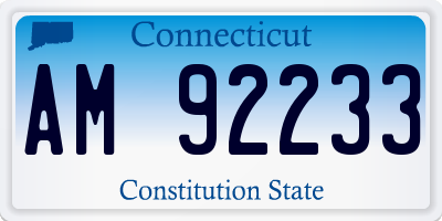 CT license plate AM92233