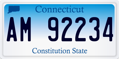 CT license plate AM92234