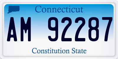 CT license plate AM92287