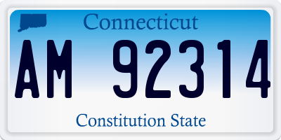 CT license plate AM92314