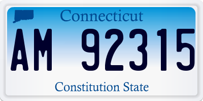 CT license plate AM92315
