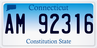 CT license plate AM92316