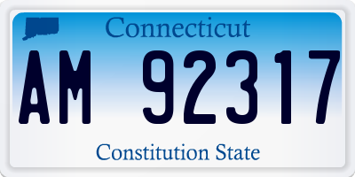 CT license plate AM92317
