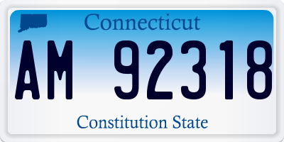 CT license plate AM92318