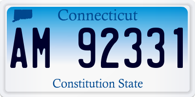 CT license plate AM92331