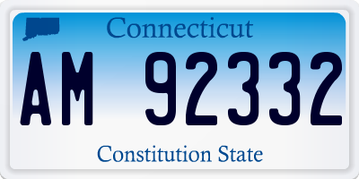 CT license plate AM92332
