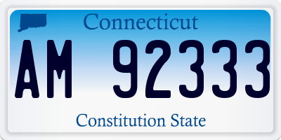 CT license plate AM92333