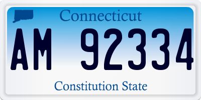 CT license plate AM92334