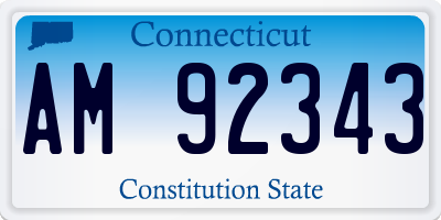 CT license plate AM92343