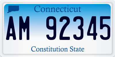 CT license plate AM92345
