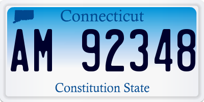 CT license plate AM92348
