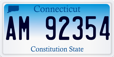 CT license plate AM92354