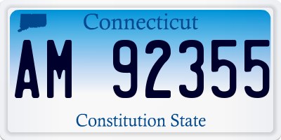 CT license plate AM92355