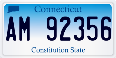 CT license plate AM92356
