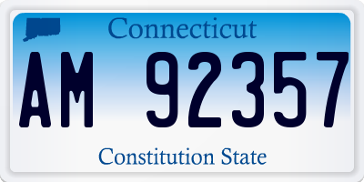 CT license plate AM92357