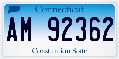 CT license plate AM92362