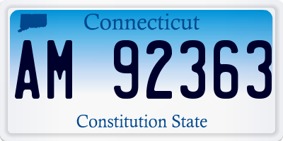 CT license plate AM92363