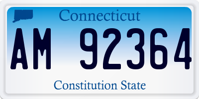 CT license plate AM92364