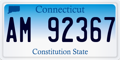 CT license plate AM92367