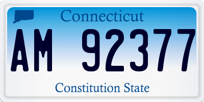 CT license plate AM92377
