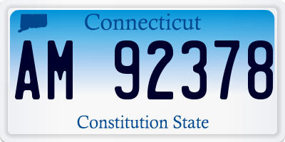 CT license plate AM92378