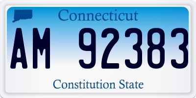 CT license plate AM92383
